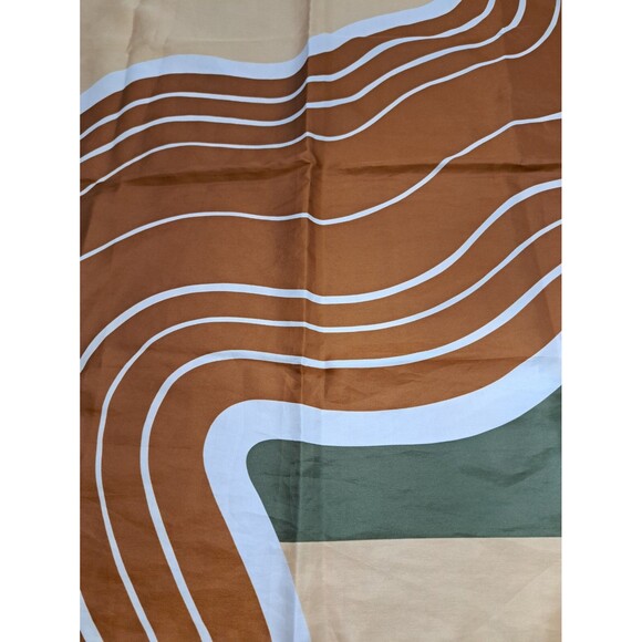 Vintage 1976 Totes Rain Scarf Green Rust White and Gold 27"x27" Groovy Retro - Picture 2 of 6